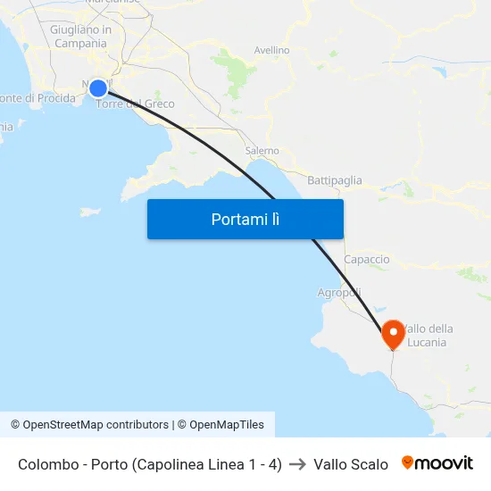 Colombo - Porto (Capolinea Linea 1 - 4) to Vallo Scalo map