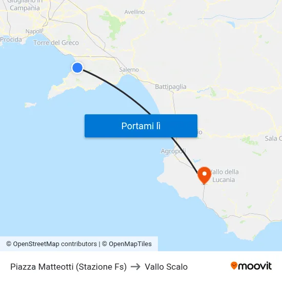 Piazza Matteotti (Stazione Fs) to Vallo Scalo map