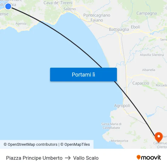 Piazza Principe Umberto to Vallo Scalo map