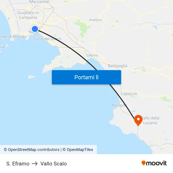 S. Eframo to Vallo Scalo map