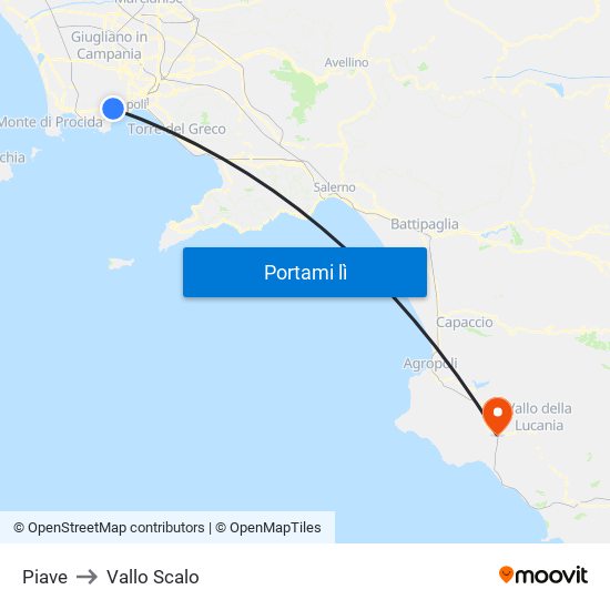 Piave to Vallo Scalo map