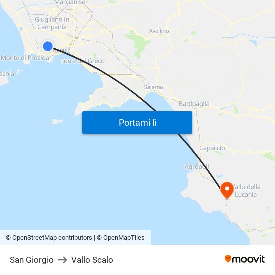 San Giorgio to Vallo Scalo map
