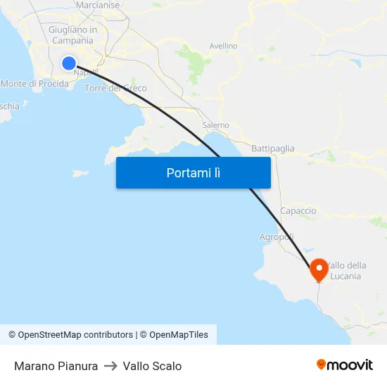 Marano Pianura to Vallo Scalo map