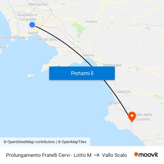 Prolungamento Fratelli Cervi - Lotto M to Vallo Scalo map