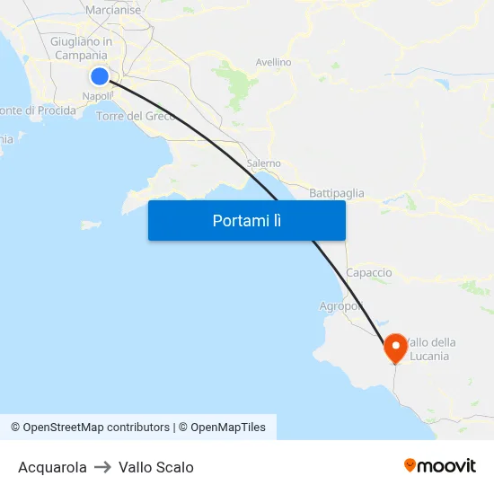 Acquarola to Vallo Scalo map