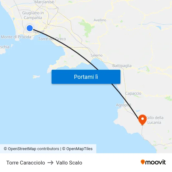 Torre Caracciolo to Vallo Scalo map