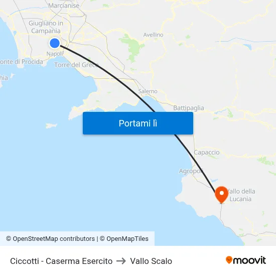Ciccotti - Caserma Esercito to Vallo Scalo map