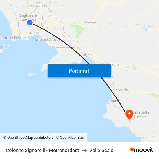 Colonne Signorelli - Metronordest to Vallo Scalo map