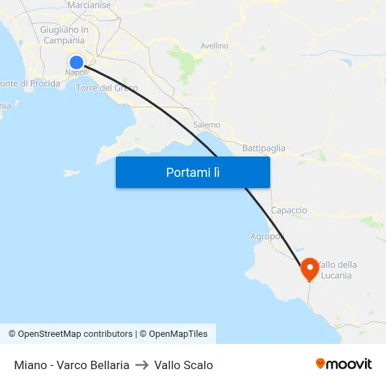 Miano - Varco Bellaria to Vallo Scalo map