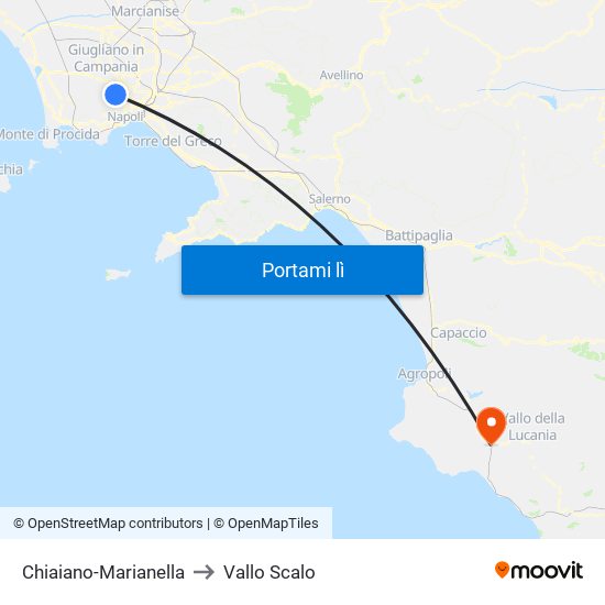 Chiaiano-Marianella to Vallo Scalo map