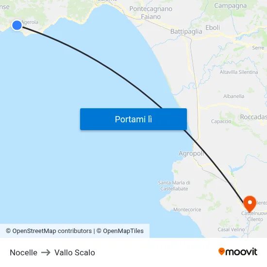 Nocelle to Vallo Scalo map