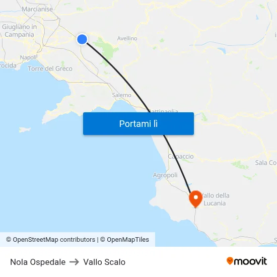 Nola Ospedale to Vallo Scalo map