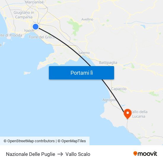 Nazionale Delle Puglie to Vallo Scalo map