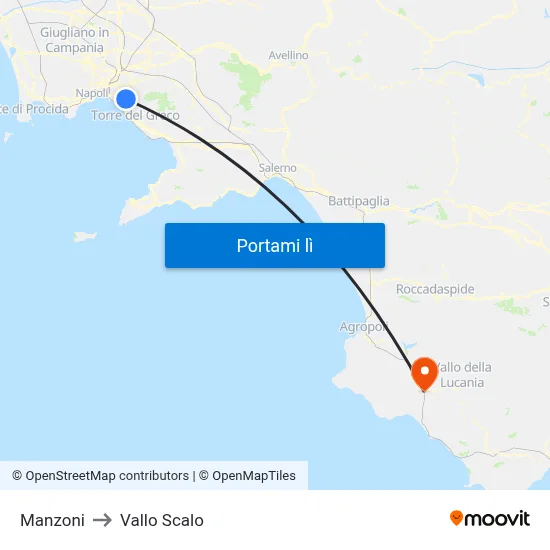 Manzoni to Vallo Scalo map