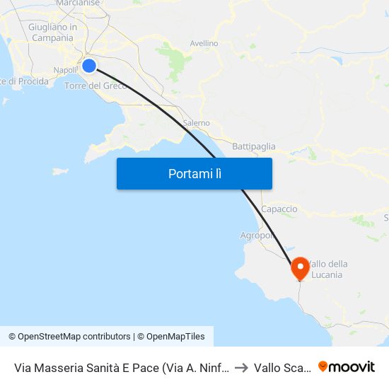 Via Masseria Sanità E Pace (Via A. Ninfo) to Vallo Scalo map