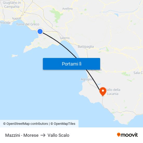 Mazzini - Morese to Vallo Scalo map