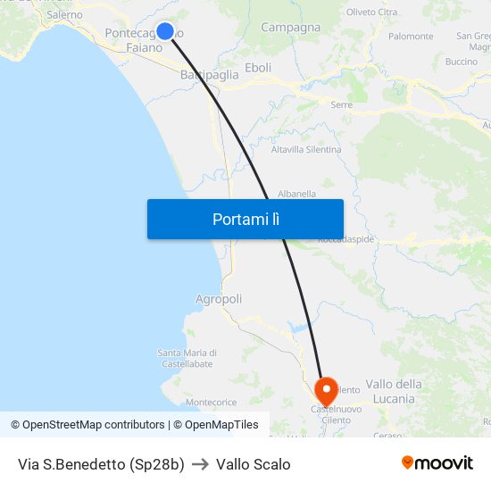 Via S.Benedetto (Sp28b) to Vallo Scalo map