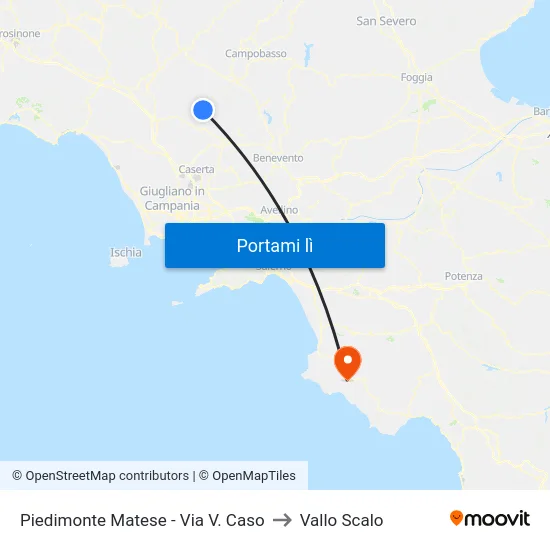 Piedimonte Matese - Via V. Caso to Vallo Scalo map