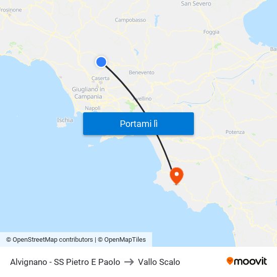 Alvignano - SS Pietro E Paolo to Vallo Scalo map