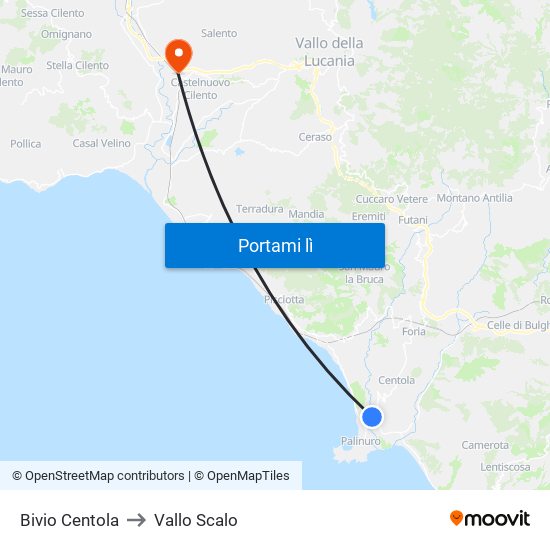 Bivio Centola to Vallo Scalo map
