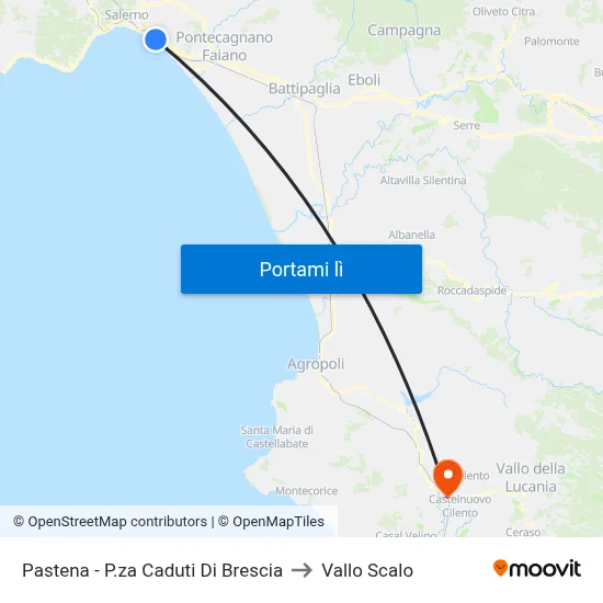Pastena - P.za Caduti Di Brescia to Vallo Scalo map