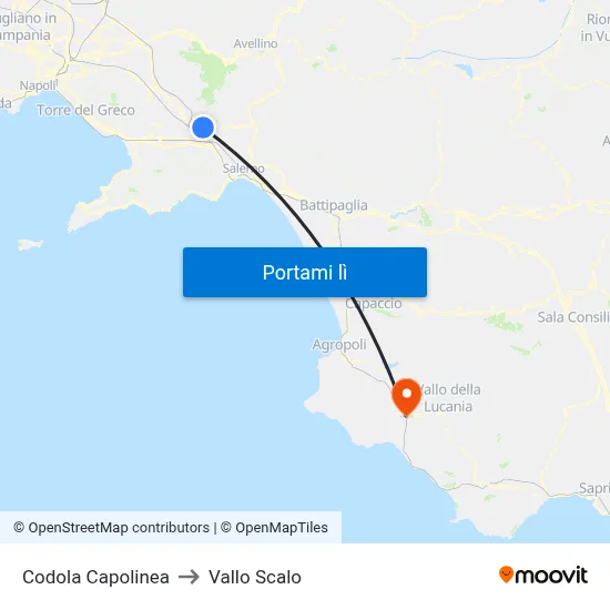 Codola Capolinea to Vallo Scalo map
