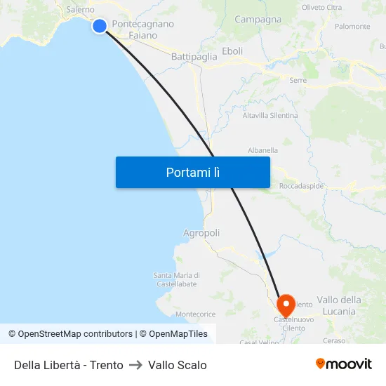 Della Libertà - Trento to Vallo Scalo map