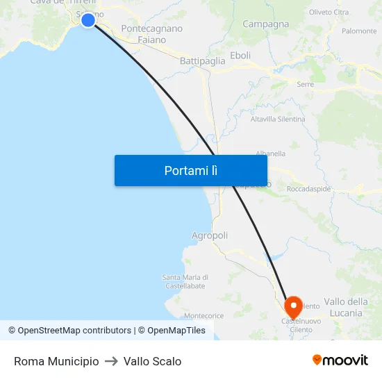 Roma Municipio to Vallo Scalo map