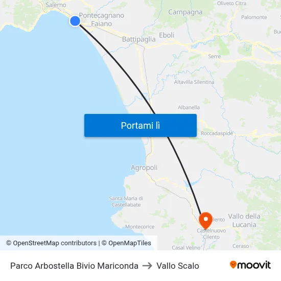 Parco Arbostella Bivio Mariconda to Vallo Scalo map