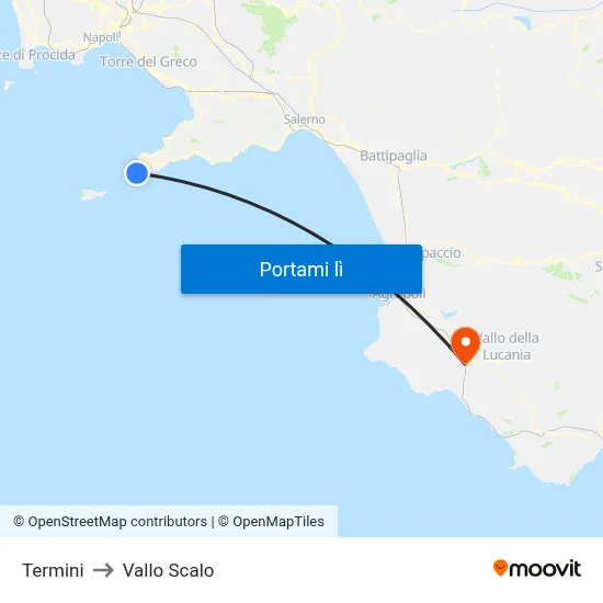 Termini to Vallo Scalo map