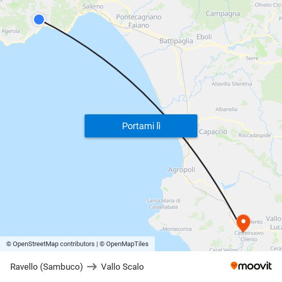 Ravello (Sambuco) to Vallo Scalo map