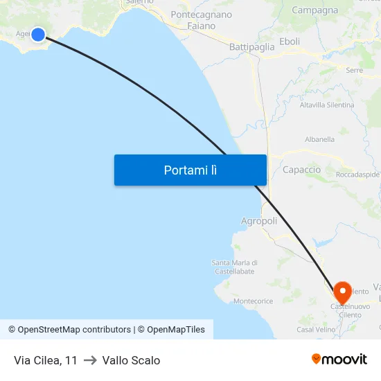 Via Cilea, 11 to Vallo Scalo map