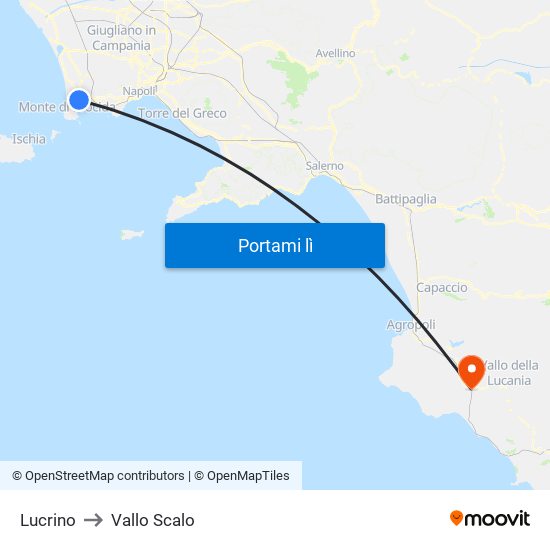 Lucrino to Vallo Scalo map