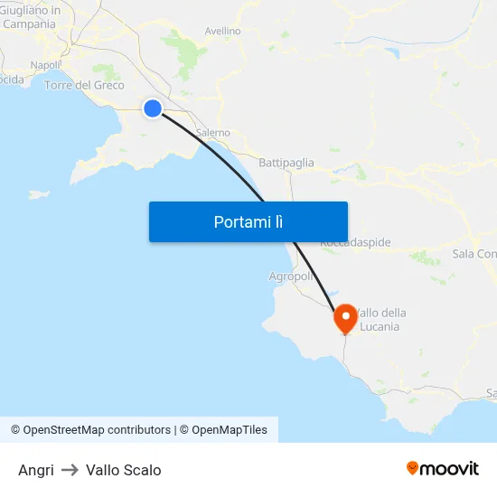 Angri to Vallo Scalo map