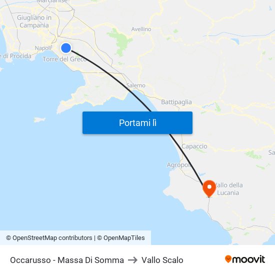 Occarusso - Massa Di Somma to Vallo Scalo map