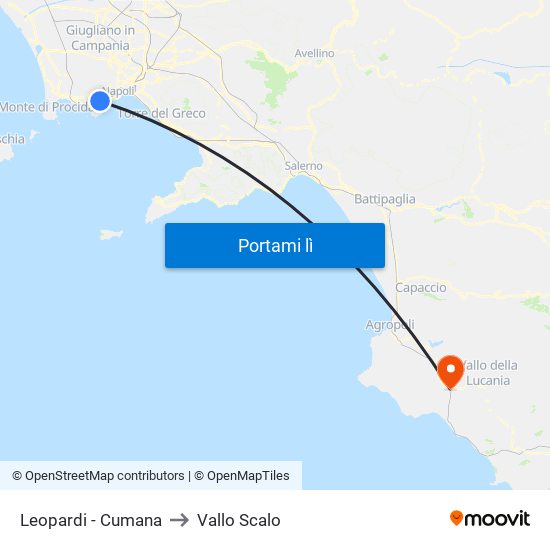 Leopardi - Cumana to Vallo Scalo map