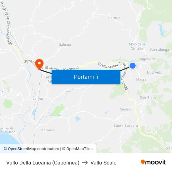 Vallo Della Lucania (Capolinea) to Vallo Scalo map