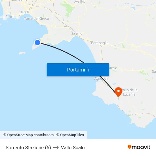 Sorrento Stazione (5) to Vallo Scalo map