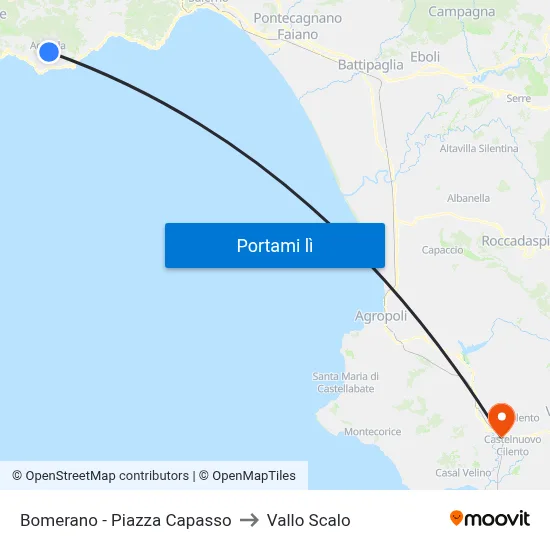 Bomerano - Piazza Capasso to Vallo Scalo map