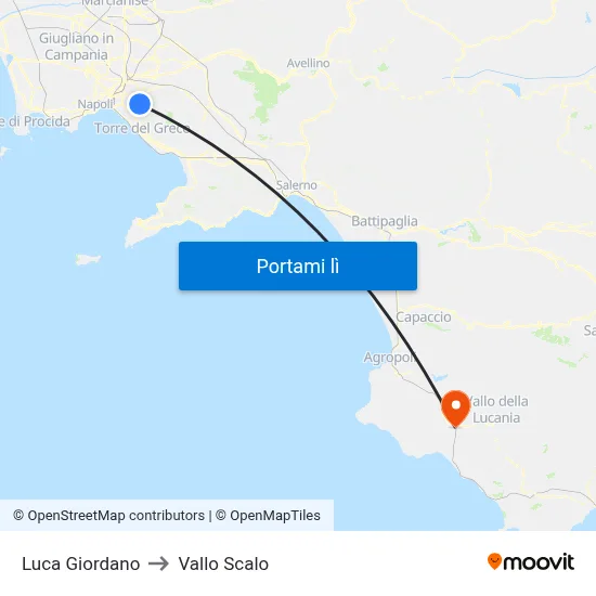 Luca Giordano to Vallo Scalo map