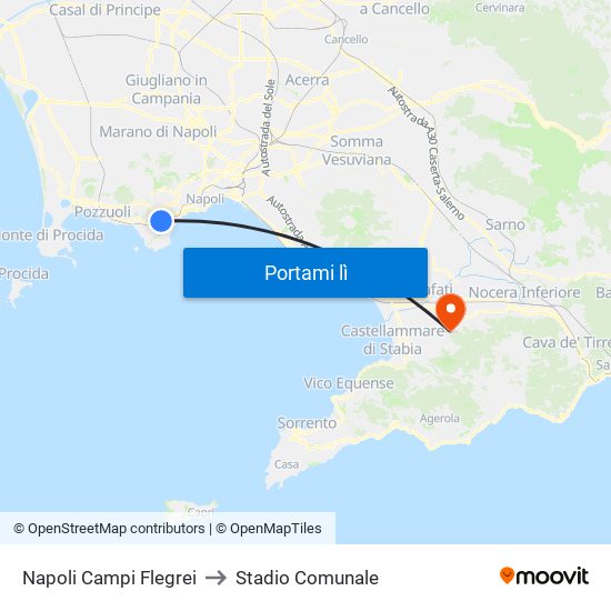 Napoli Campi Flegrei to Stadio Comunale map