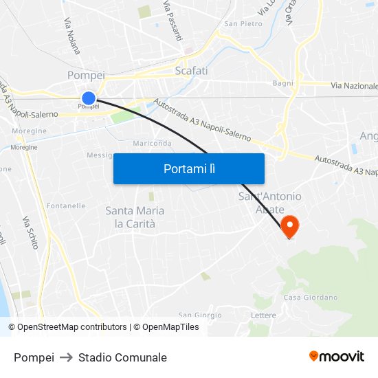 Pompei to Stadio Comunale map