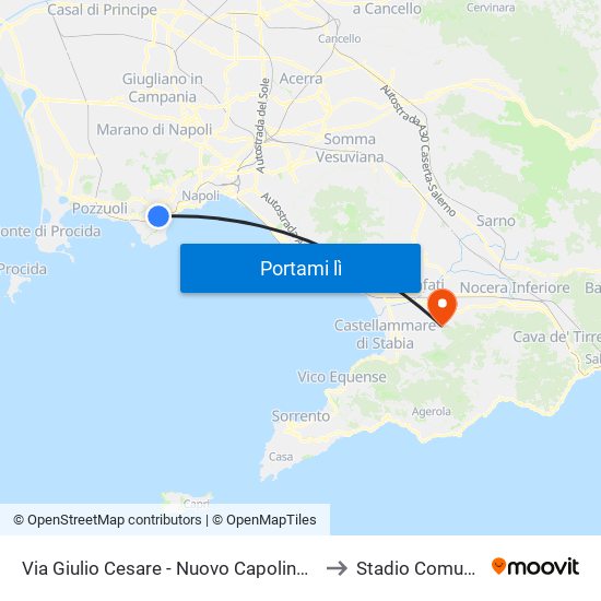 Via Giulio Cesare - Nuovo Capolinea Ctp to Stadio Comunale map