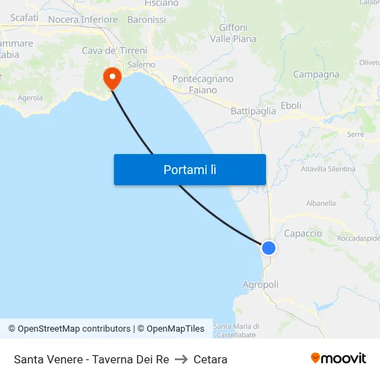 Santa Venere - Taverna Dei Re to Cetara map