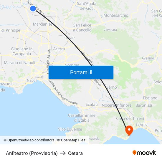 Anfiteatro (Provvisoria) to Cetara map