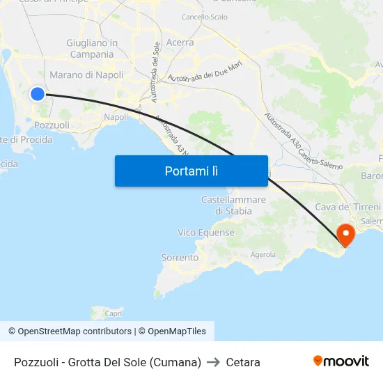Pozzuoli - Grotta Del Sole (Cumana) to Cetara map