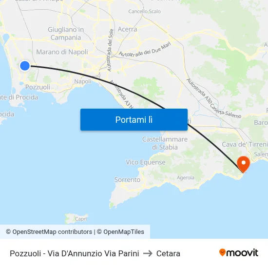 Pozzuoli  - Via D'Annunzio Via Parini to Cetara map