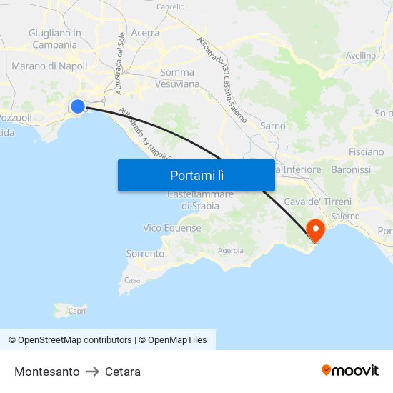 Montesanto to Cetara map