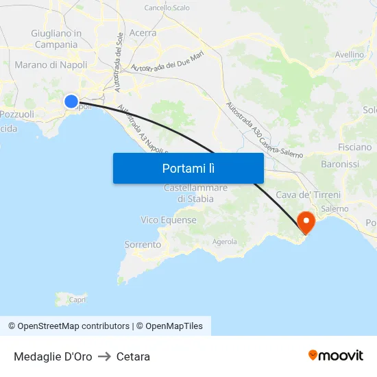 Medaglie D'Oro to Cetara map