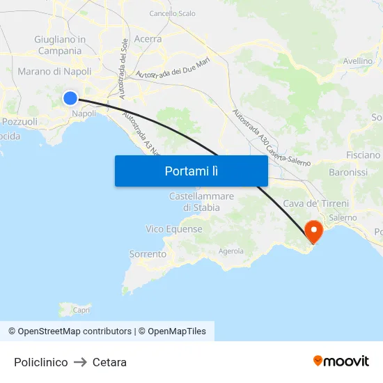 Policlinico to Cetara map